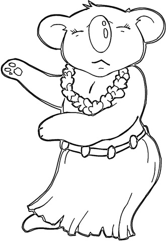 Hawaiian Koala  Coloring Page